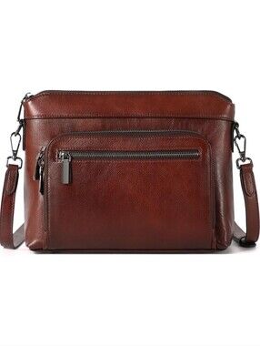 NIB Genuine Leather Shoulder Crossbody Bag Vegetable Tanned